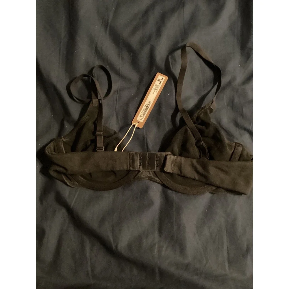 SKIMS‎ Cotton Jersey T-Shirt Bra Soot Black Underwire Size 32C NEW - Picture 2 of 5